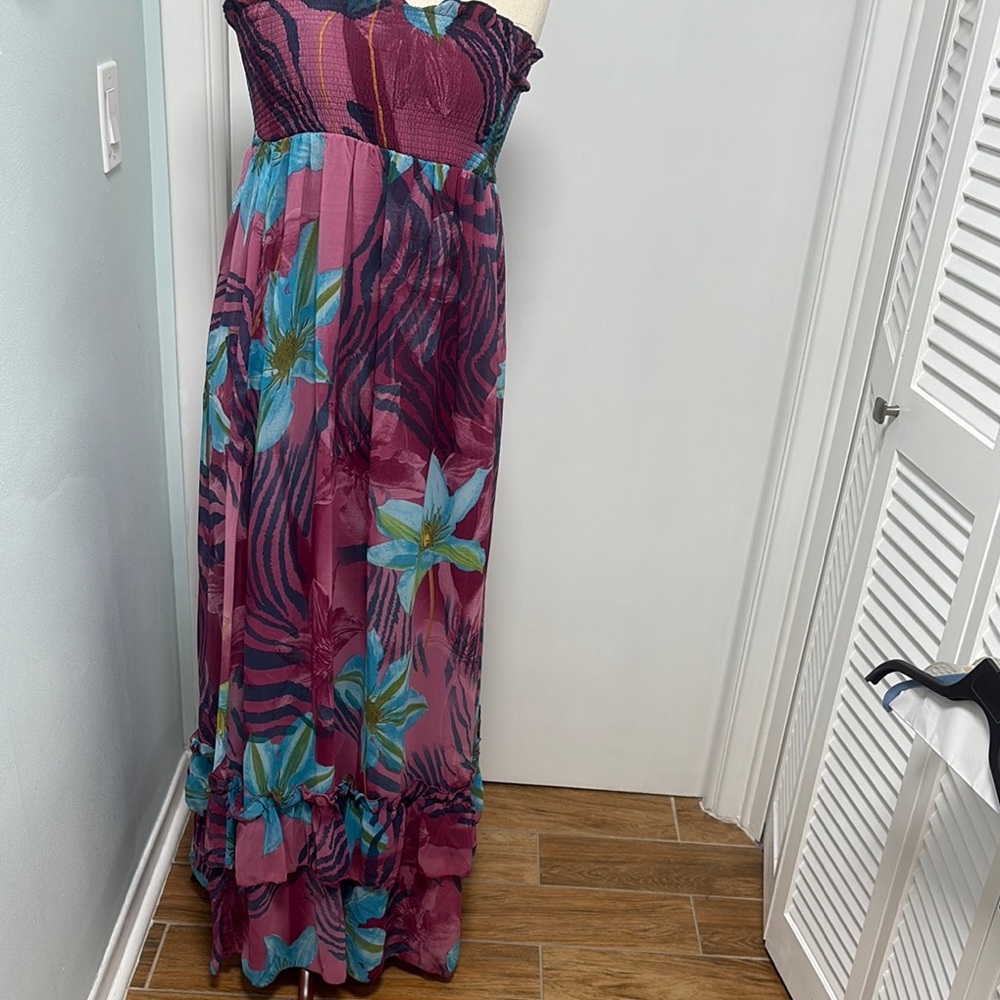 Aryeh Purple and Blue Floral Maxi Dress L